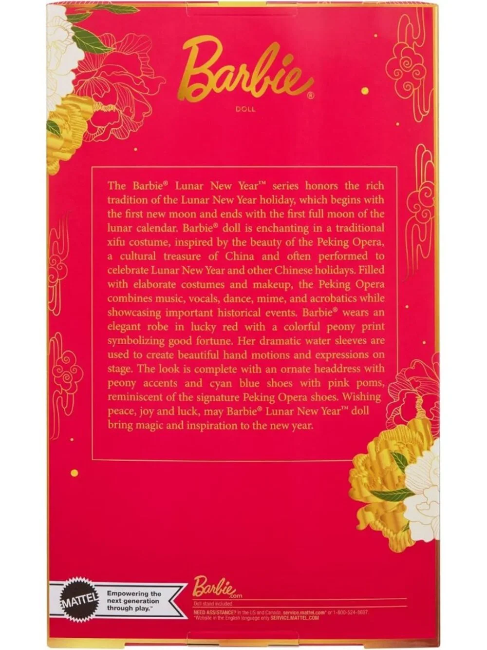 Lunar New Year Collectible Doll in Red Floral Robe with Accessories & Stand